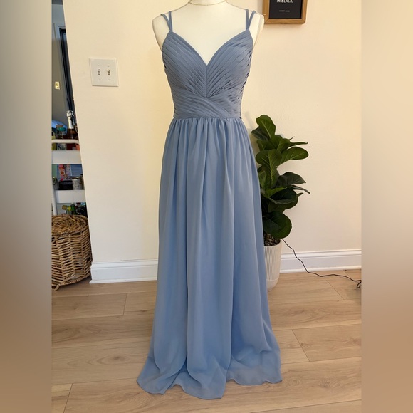 Azazie Dresses & Skirts - Azazie Blue Ruched Sweetheart Maxi Gown